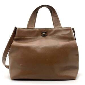 Chanel Caviar Skin 2-Way Shoulder Handbag Turnlock Brown CHANEL